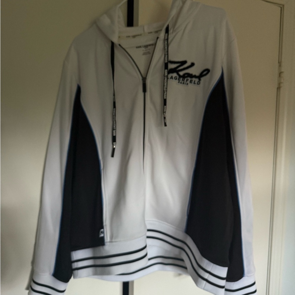Karl Lagerfeld Black and White Zip-Up Jacket practically new
